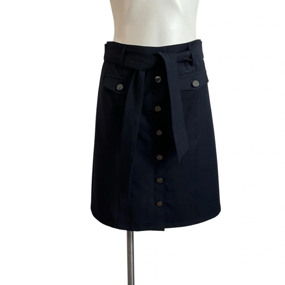 Talbots Bella Button A Line Navy‎ Blue Skirt